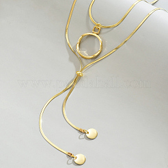 Stainless Steel Disc Tassel Double Layered Adjustable Slider Women's Necklaces&nbsp;SJ4314