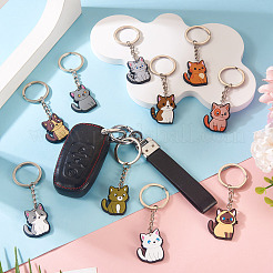 12 Pcs 12 Colors Cat Shape PVC Pendant Keychains&nbsp;KEYC-TA0001-57