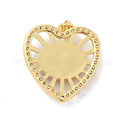 Heart Brass Micro Pave Clear Cubic Zirconia Pendants&nbsp;KK-G419-11G-03