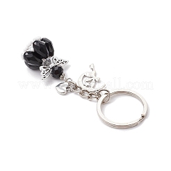 Glass & Tibetan Style Alloy Keychain&nbsp;KEYC-MZ00037-04