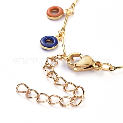 Donut Brass Enamel Charm Bracelets&nbsp;BJEW-JB05221-04