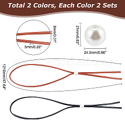 2 Sets 2 Colors Imitation Leather Bag Drawstring&nbsp;DIY-WR0001-75