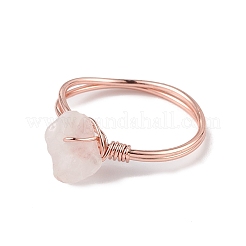 Natural Rose Quartz Chips Finger Ring&nbsp;RJEW-L082-03RG-04