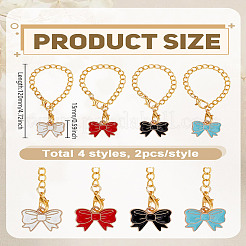 8Pcs 4 Colors Bowknot Alloy Enamel Cup Charms&nbsp;HJEW-LP00036