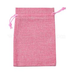 Polyester Imitation Burlap Packing Pouches Drawstring Bags&nbsp;ABAG-R004-14x10cm-04