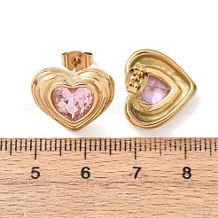 304 Stainless Steel Pave Cubic Zirconia Stud Earrings&nbsp;EJEW-D364-02A-G