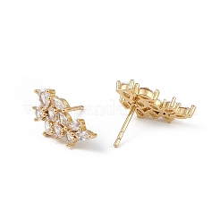 Clear Cubic Zirconia Flower Stud Earrings&nbsp;X-EJEW-L234-079G