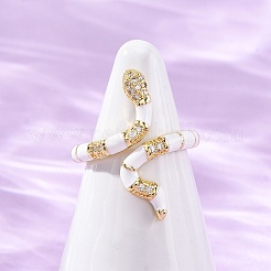 Brass Micro Pave Clear Cubic Zirconia Cuff Rings for Women&nbsp;RJEW-U047-39G-04