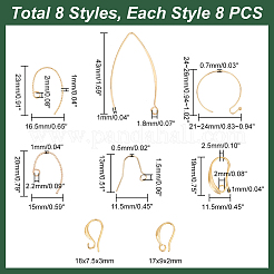 64Pcs 8 Style Brass Earring Hooks&nbsp;KK-PH0005-93