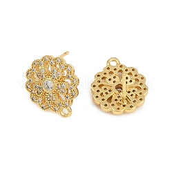 Brass Micro Pave Clear Cubic Zirconia Stud Earring Findings&nbsp;KK-K393-01G