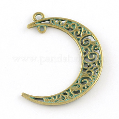Moon Zinc Alloy Hollow  2-Loop Link Pendants&nbsp;PALLOY-R065-088-FF