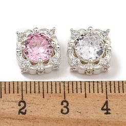 Brass Micro Pave Cubic Zirconia Beads&nbsp;KK-U037-05P