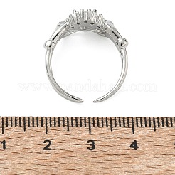 Brass Micro Pave Cubic Zirconia Cuff Open Rings&nbsp;RJEW-C163-04P