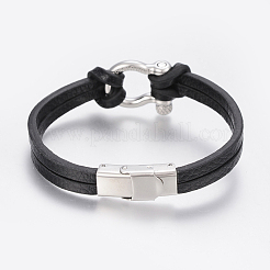 Men's Leather Cord Multi-strand Bracelets&nbsp;BJEW-P198-12