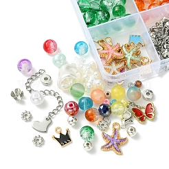 DIY Alloy Enamel & Glass & CCB Plastic Bracelets Jewelry Making Kits&nbsp;DIY-FS0007-50