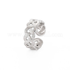 Non-Tarnish 304 Stainless Steel Wave Wrap Open Cuff Ring for Women&nbsp;RJEW-S405-217P