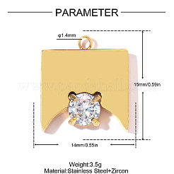 Stainless Steel Cubic Zirconia Pendants&nbsp;STAS-OY011-40G