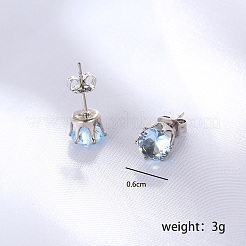 Brass Cubic Zirconia Flat Round Stud Earrings&nbsp;EB9098