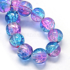 Baking Paint Transparent Crackle Glass Round Bead Strands&nbsp;DGLA-Q018-8mm-64
