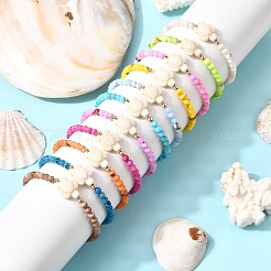 11Pcs Natural Persian Jade Round Beaded & Dyed Synthetic Turquoise Beaded Stretch Bracelets&nbsp;BJEW-JB12005