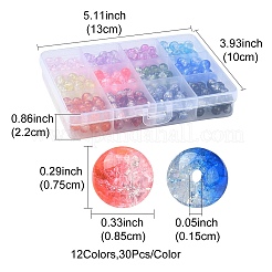 360Pcs 12 Colors Transparent Crackle Baking Paint Glass Beads Strands&nbsp;DGLA-YW0001-12