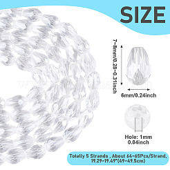 5 Strands Transparent Teardrop Glass Beads Strands&nbsp;GLAA-TA0004-21B