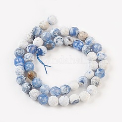 Faceted Natural Fire Crackle Agate Beads Strands&nbsp;G-F447-8mm-B09