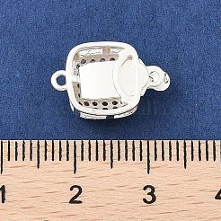 Brass Micro Pave Clear Cubic Zirconia Box Clasps&nbsp;KK-C080-10S