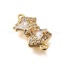 Brass Clear Cubic Zirconia Connector Charms&nbsp;KK-U065-04A-G