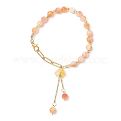 Flower Glass & Natural Dyed Persian Jade Beads Charm Bracelets for Women&nbsp;BJEW-JB12695-01