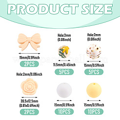 34Pcs 6 Styles Silicone Beads&nbsp;SIL-TA0003-50