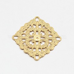Brass Rhombus Filigree Findings&nbsp;KK-L056-06