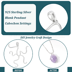 1Pc 925 Sterling Silver Blank Pendant Cabochon Settings&nbsp;STER-BC0002-44P