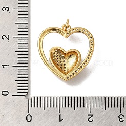 Heart Rack Plating Brass Micro Pave Clear Cubic Zirconia Pendants&nbsp;KK-K377-53G