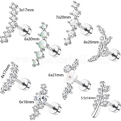 8Pcs 8 Styles Brass Micro Pave Clear Cubic Zirconia and Acrylic Cartilage Earrings&nbsp;WG69006-02