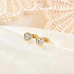 304 Stainless Steel Rhinestone Stud Earrings for Women&nbsp;EJEW-M068-02G