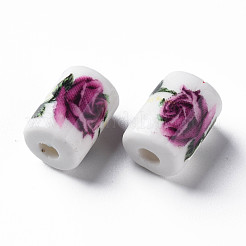 Floral Printed Porcelain Beads&nbsp;PORC-T007-15