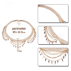 Alloy Curb Chain Leaf Charm Tassel Multi-Layered Waist Belly Chains&nbsp;FS-WGB4872-01