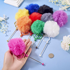 10Pcs 10 Colors Polyester Wool Keychain Bar&nbsp;AJEW-TA0003-04