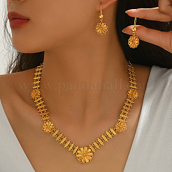 Elegant Brass Flower Charm Necklace & Earrings Sets for Women&nbsp;EH6760