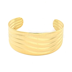 304 Stainless Steel Wavy Open Cuff Bangles for Women&nbsp;BJEW-Q344-02G