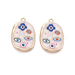 Printed Alloy Enamel Pendants&nbsp;ENAM-N071-08G