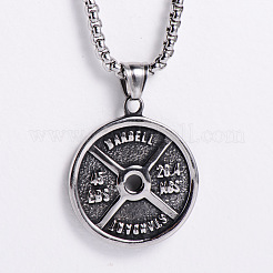 Retro Fashion Punk 304 Stainless Steel Fitness Dumbbell Pendant Necklaces for Men&nbsp;LA3706