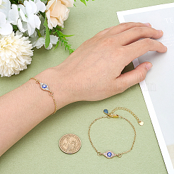 2Pcs Evil Eye Alloy Enamel Charm Bracelets&nbsp;BJEW-ME00006