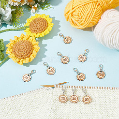 10Pcs 10 Style Flower with Number Wood Pendant Locking Stitch Markers&nbsp;HJEW-AB00644