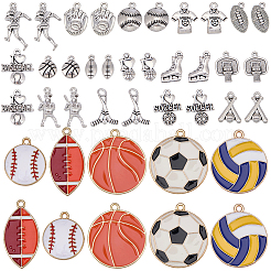 40Pcs 20 Styles Sports Tibetan Style Alloy & Alloy Enamel Pendants&nbsp;FIND-BM0001-58
