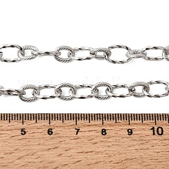 7MM 201 Stainless Steel Twisted Oval Link Chain Necklaces&nbsp;NJEW-K302-01P