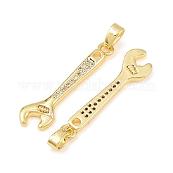 Brass Micro Pave Clear Cubic Zirconia Pendants&nbsp;KK-G549-16C-G