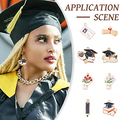 32Pcs 8 Styles Graduation Season Alloy Enamel Pendants&nbsp;ENAM-YW0005-72