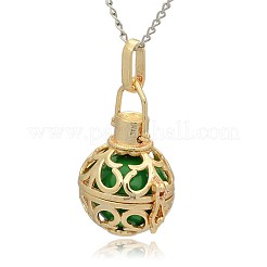 Golden Tone Brass Hollow Round Cage Pendants&nbsp;KK-J235-07G